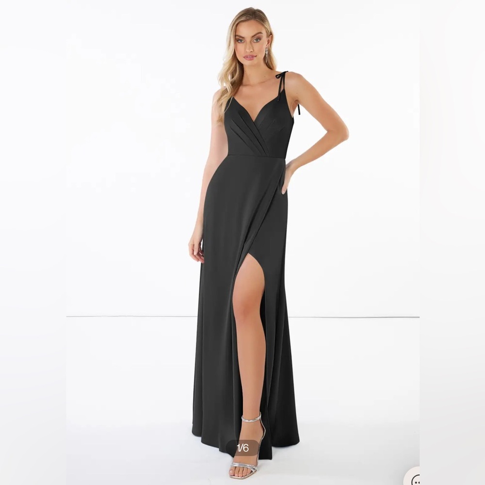 AZAZIE NOEMI Satin A-Line Pleated Stretch Satin Bridesmaids Dress